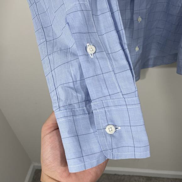 GITMAN Bros Vintage for Tabor Dress Shirt Men's Size Medium Blue Glen Plaid - Picture 4 of 5